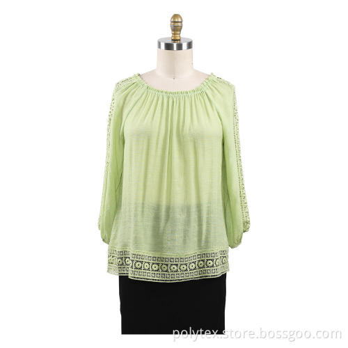 Ladies Blouse 3/4 sleeve Lace Trims